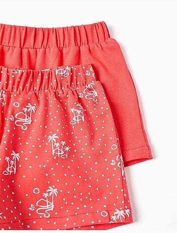 Lot de 2 shorts en coton unis et imprimés