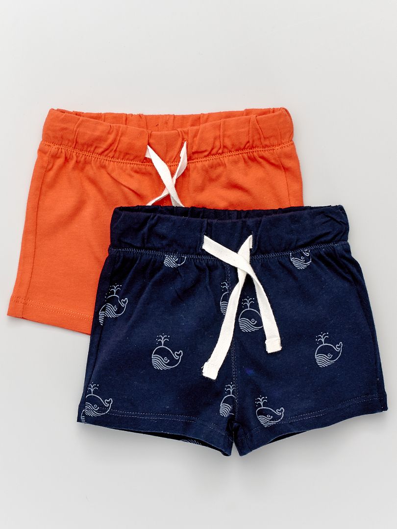 Lot de 2 shorts en jersey bleu marine/rouge - Kiabi