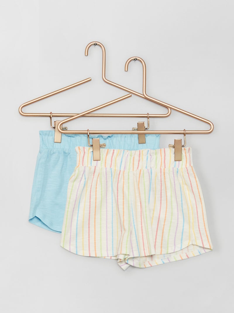Lot de 2 shorts en jersey Bleu/blanc à rayure - Kiabi
