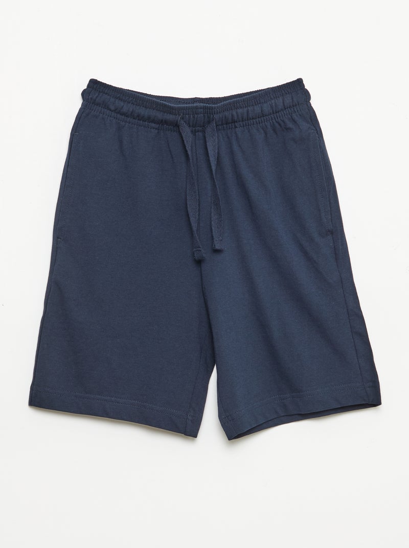 Lot de 2 shorts en jersey coton uni Bleu - Kiabi