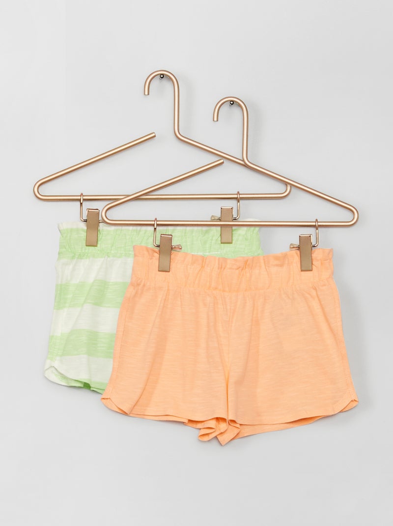 Lot de 2 shorts en jersey Vert / orange - Kiabi
