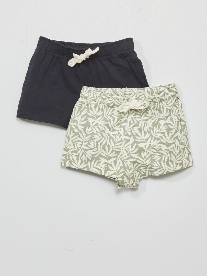 Lot de 2 shorts en jersey Vert/bleu foncé - Kiabi