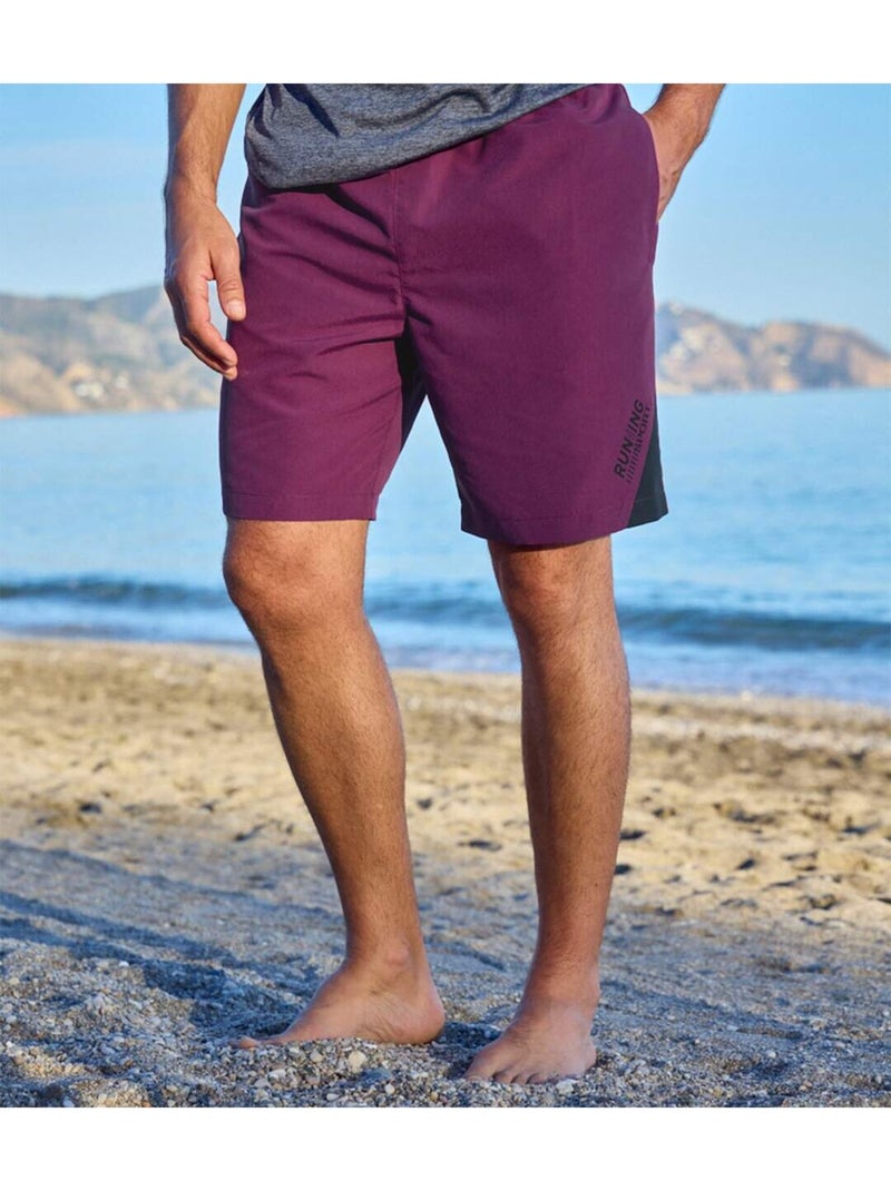 Lot de 2 Shorts Microfibre Running   - ATLAS FOR MEN Noir Violet - Kiabi