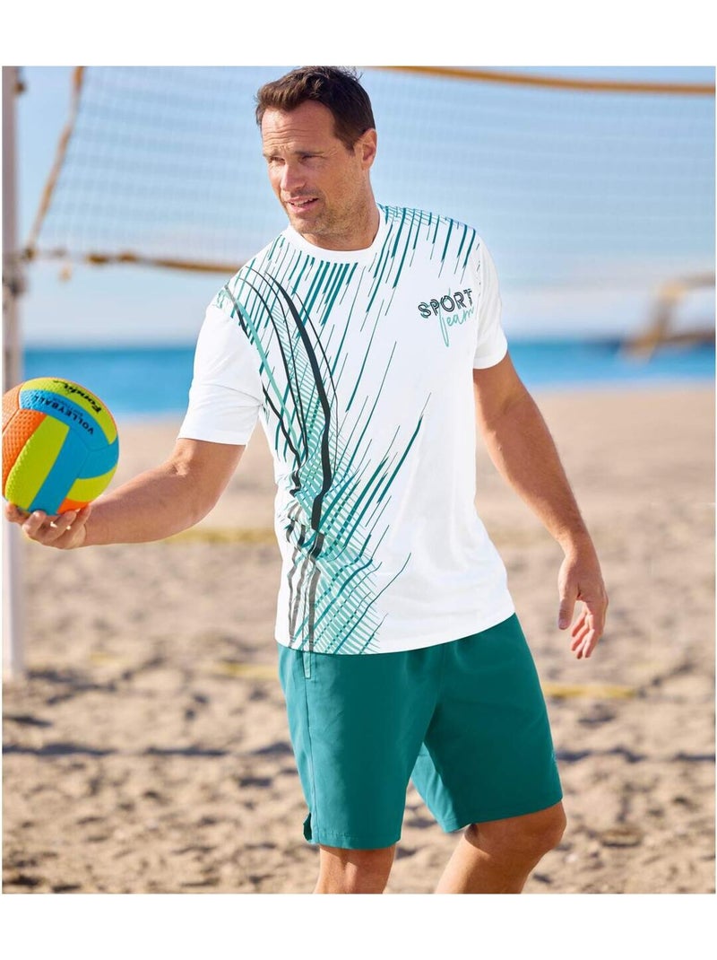 Lot de 2 Shorts Microfibre Sport   - ATLAS FOR MEN Bleu Vert Noir - Kiabi