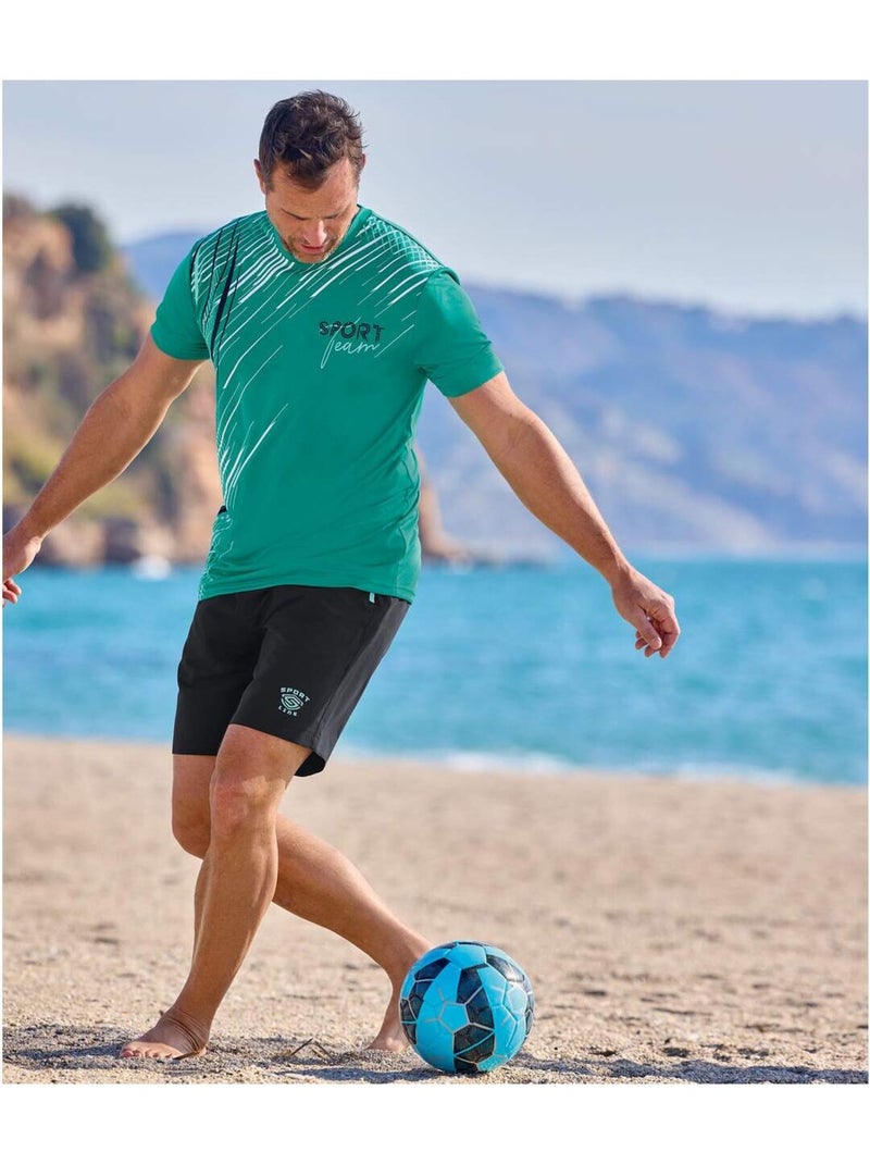 Lot de 2 Shorts Microfibre Sport   - ATLAS FOR MEN Bleu Vert Noir - Kiabi