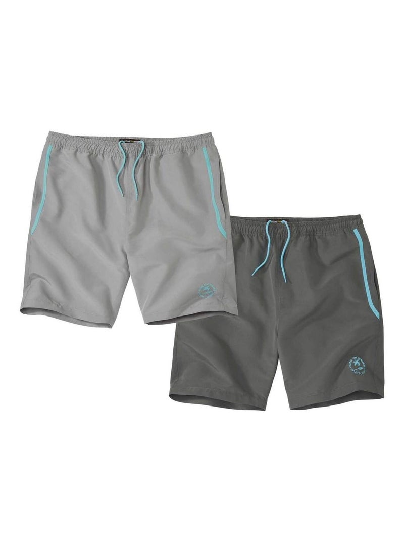 Lot de 2 Shorts Microfibre Sporting  - ATLAS FOR MEN Blanc Gris - Kiabi