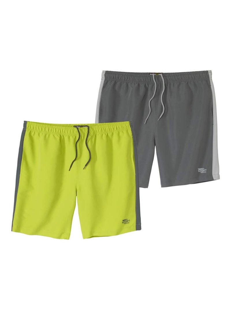 Lot de 2 Shorts Sport   - ATLAS FOR MEN Gris Vert - Kiabi