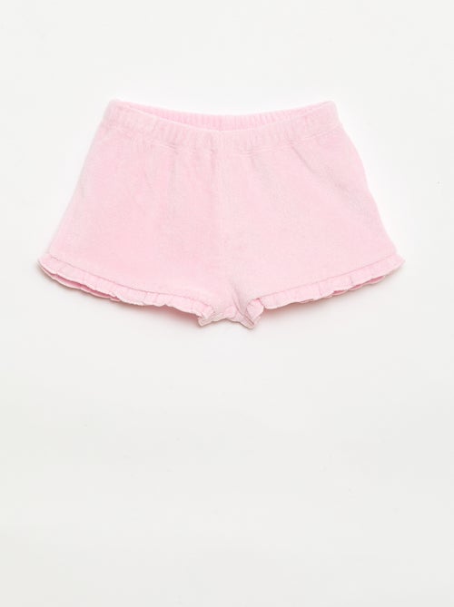 Lot de 2 shorts unis à volants en éponge - Kiabi
