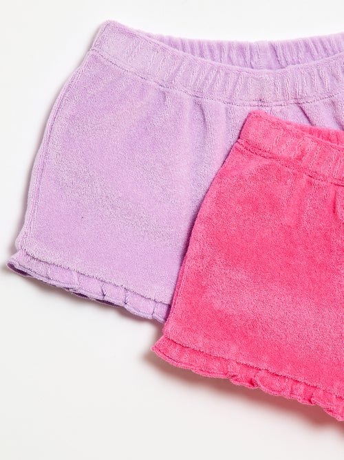 Lot de 2 shorts unis à volants en éponge - Kiabi