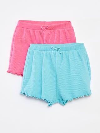 Lot de 2 shorts unis en maille côtelée