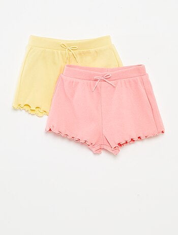 Lot de 2 shorts unis en maille côtelée