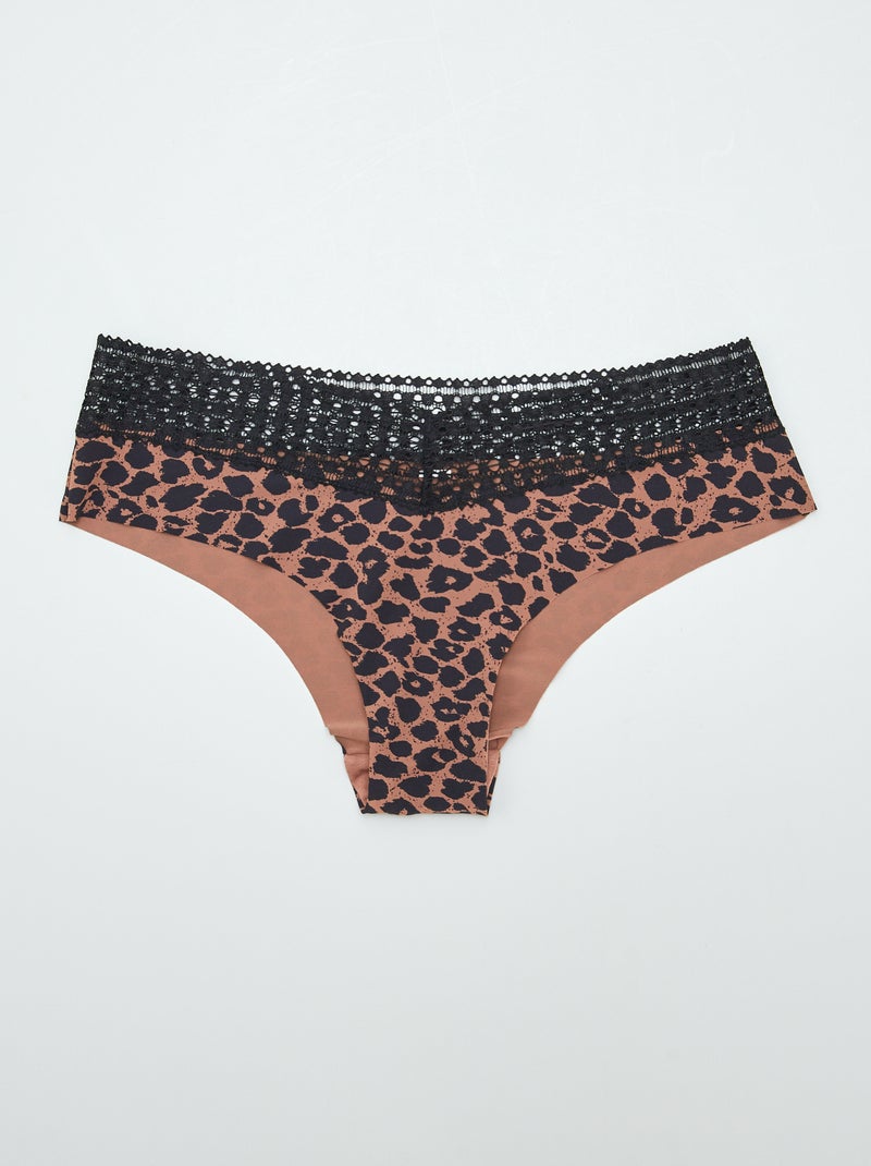 Lot de 2 shorty avec dentelle Marron/léopard - Kiabi