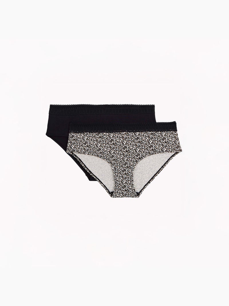 LOT DE 2 SHORTYS COTON - RougeGorge Lingerie Noir Multicolore - Kiabi