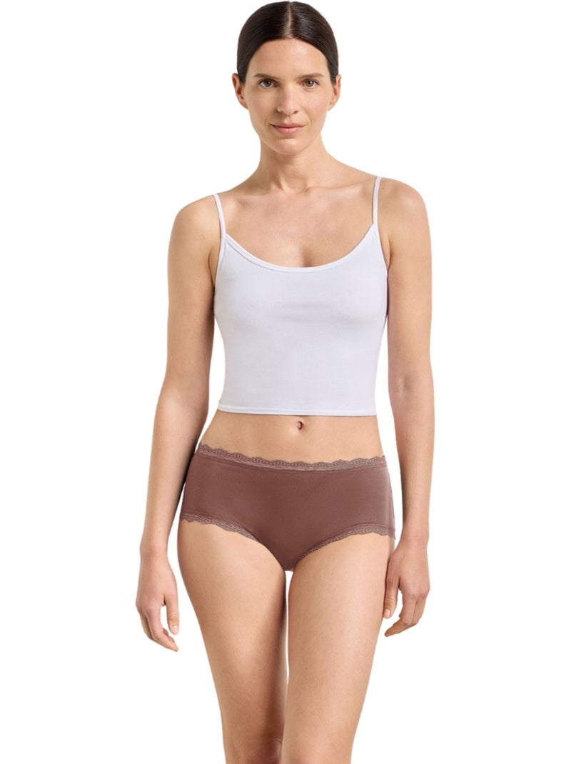 Lot de 2 shortys Daily Coton Dentelle Marron clair - Kiabi