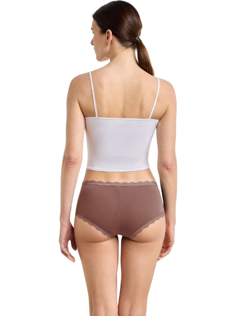 Lot de 2 shortys Daily Coton Dentelle Marron clair - Kiabi