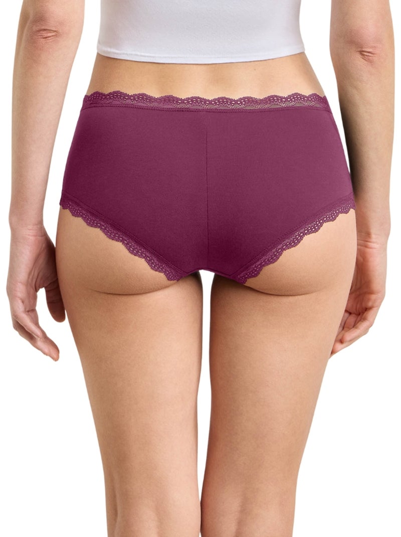 Lot de 2 shortys Daily Coton Dentelle Rose foncé - Kiabi