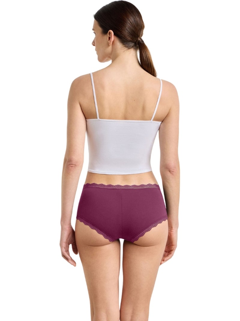 Lot de 2 shortys Daily Coton Dentelle Rose foncé - Kiabi