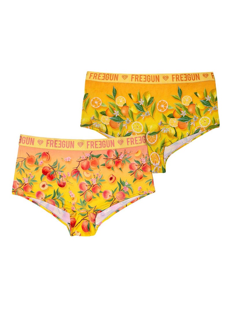 Lot de 2 shortys femme Flower Power Freegun Orange - Kiabi