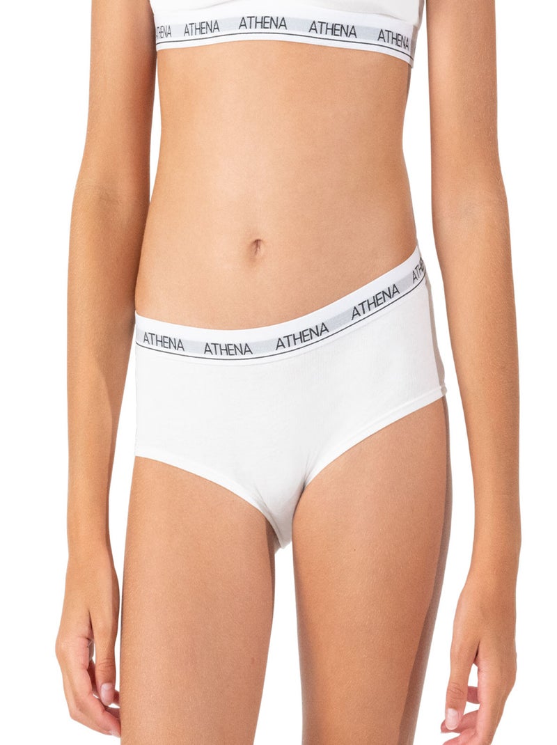 Lot de 2 shortys fille Coton Ultra Doux Athena Blanc Bleu - Kiabi