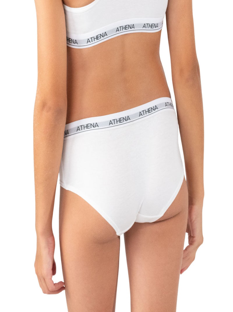 Lot de 2 shortys fille Coton Ultra Doux Athena Blanc Bleu - Kiabi