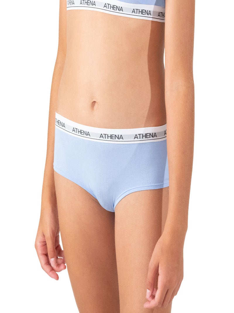 Lot de 2 shortys fille Coton Ultra Doux Athena Blanc Bleu - Kiabi