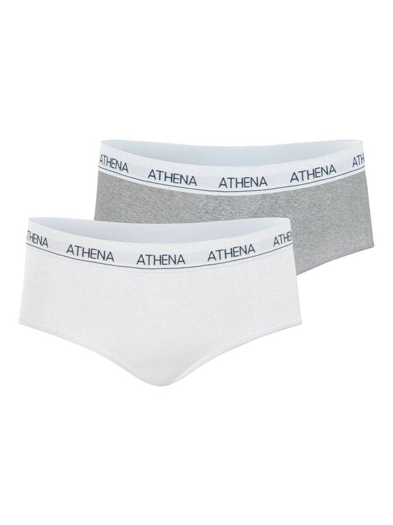 Lot de 2 shortys fille Coton Ultra Doux Athena Blanc Gris - Kiabi