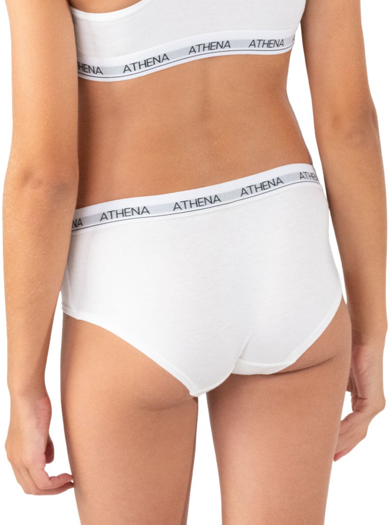 Lot de 2 shortys fille Coton Ultra Doux Athena Blanc Gris - Kiabi