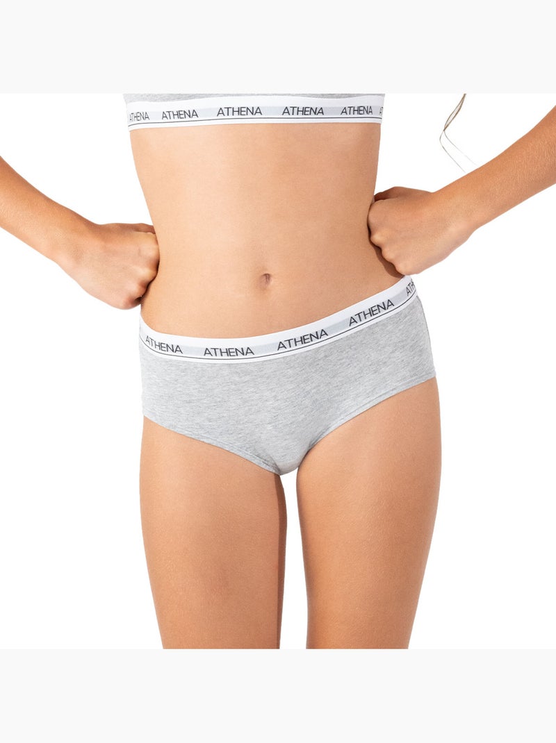 Lot de 2 shortys fille Coton Ultra Doux Athena Blanc Gris - Kiabi