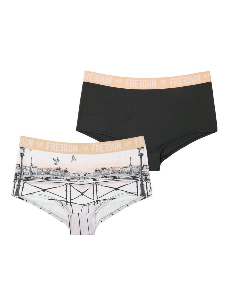 Lot de 2 Shortys fille Miss Freegun Miss Freegun Noir Gris - Kiabi