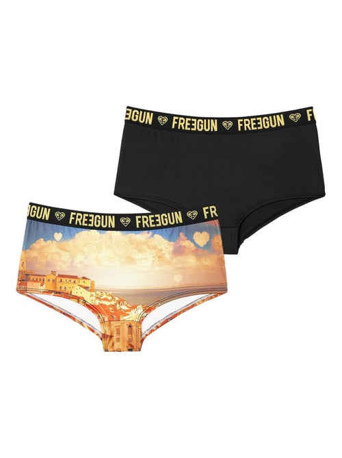 Lot de 2 shortys fille Romantic Cities Orange Freegun - Kiabi