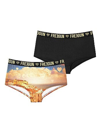 Lot de 2 shortys fille Romantic Cities Orange Freegun