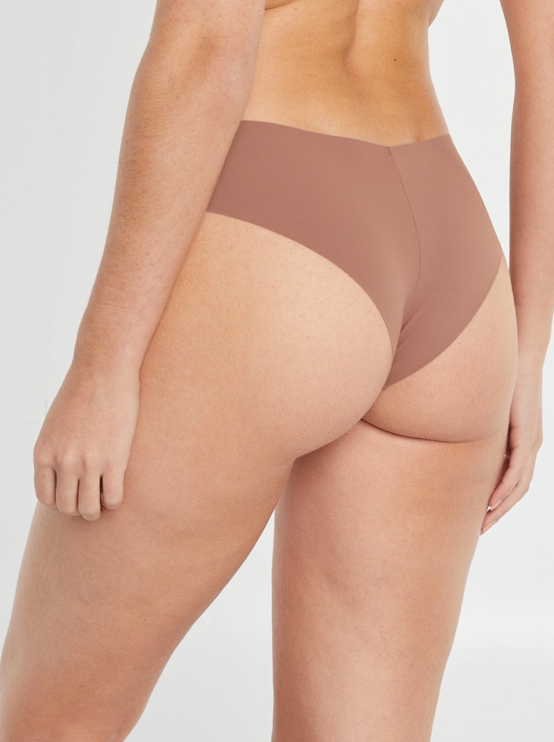 Lot de 2 shortys invisibles en microfibre Marron - Kiabi