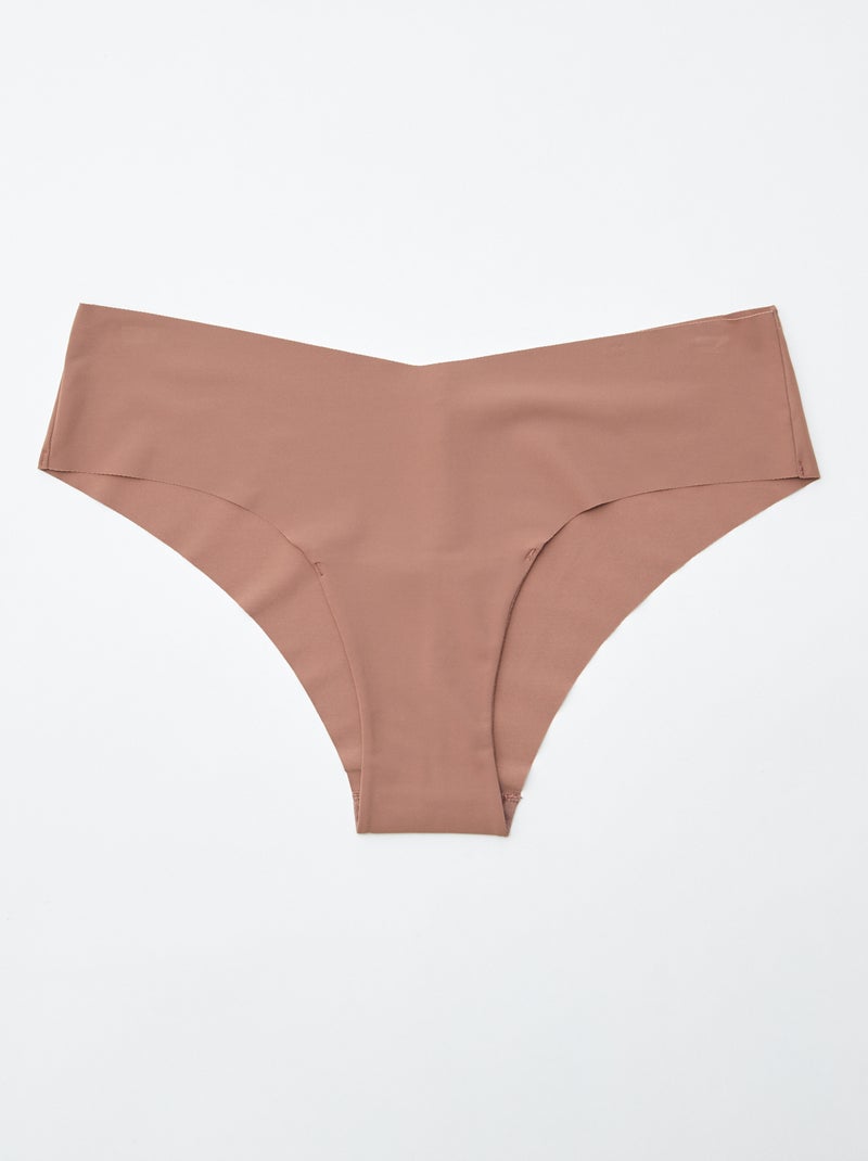 Lot de 2 shortys invisibles en microfibre Marron - Kiabi