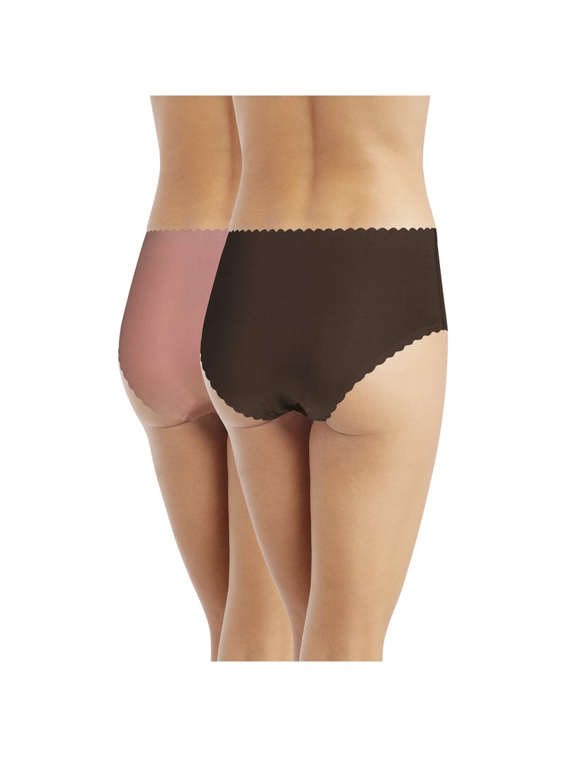Lot de 2 Slips coton Body Touch Easy Marron foncé - Kiabi