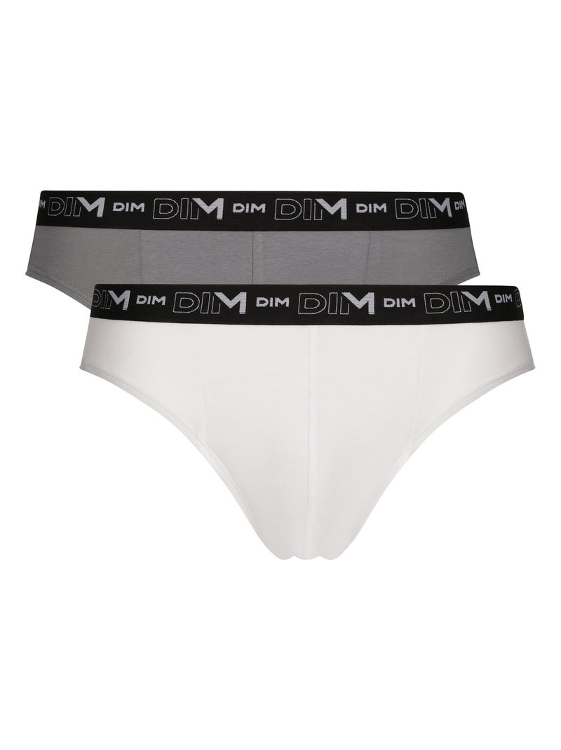 Lot de 2 Slips Coton Strech Blanc - Kiabi
