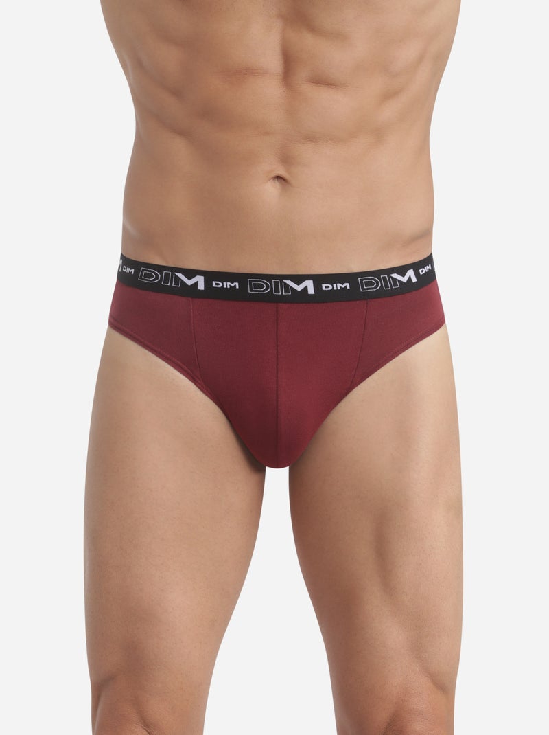 Lot de 2 Slips Coton Strech Rouge carmin - Kiabi
