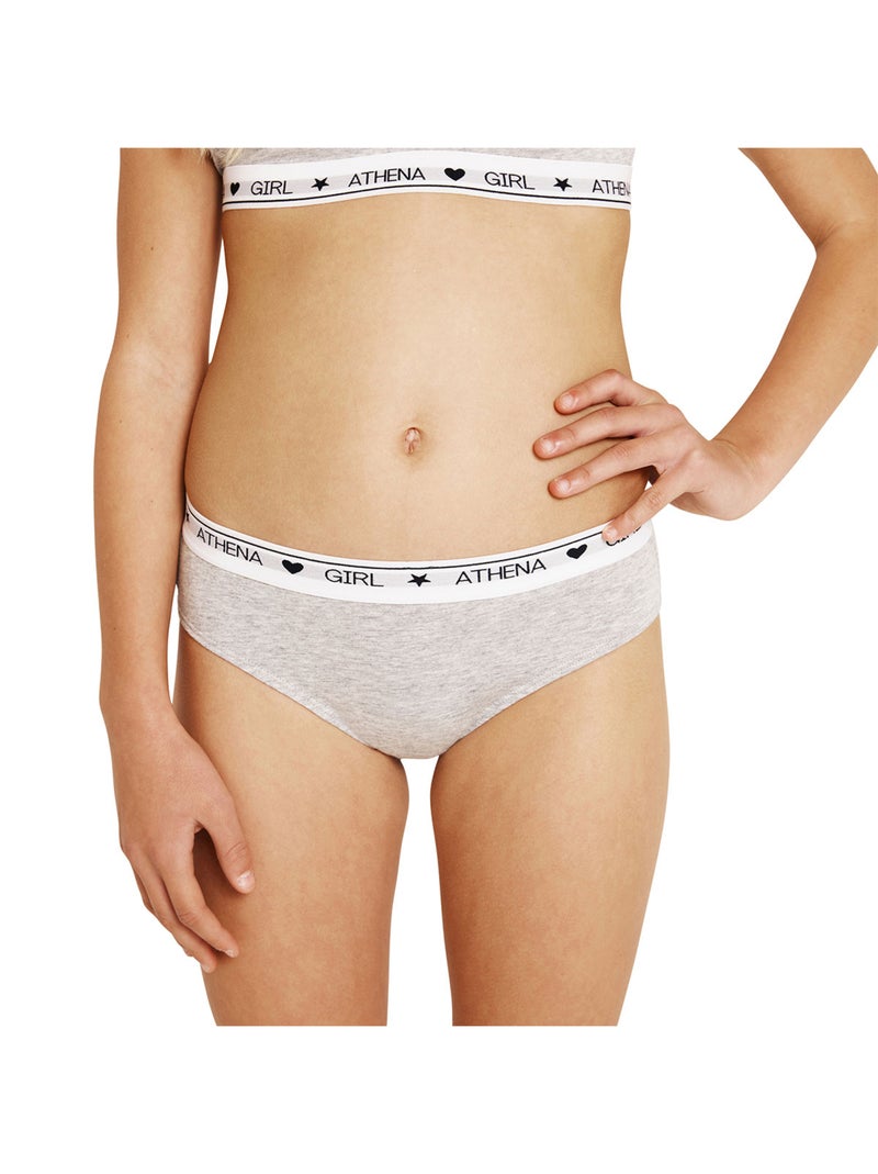 Lot de 2 slips Coton Ultra Doux by Athena Fille Gris chiné - Kiabi