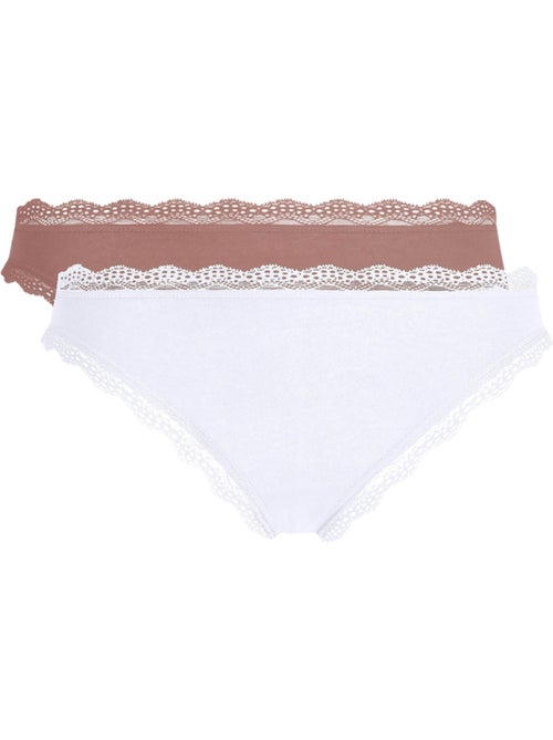 Lot de 2 slips Daily Coton Dentelle - Kiabi Lot de 2 slips Daily Coton Dentelle - Kiabi