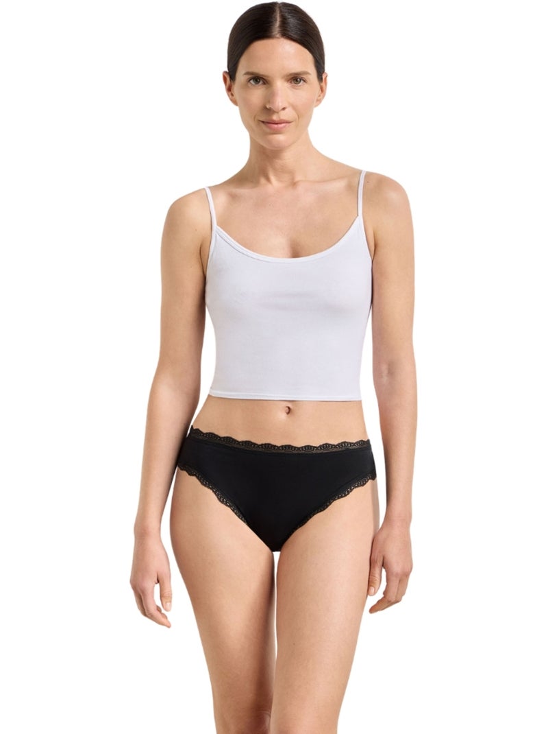 Lot de 2 slips Daily Coton Dentelle Noir - Kiabi