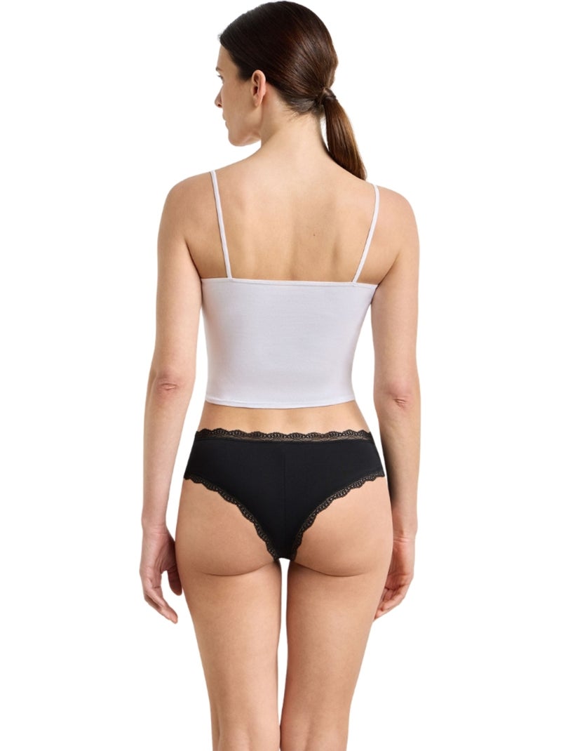 Lot de 2 slips Daily Coton Dentelle Noir - Kiabi