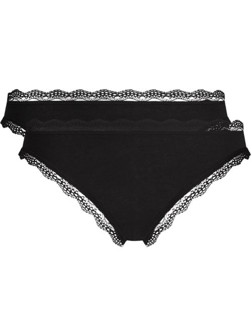 Lot de 2 slips Daily Coton Dentelle - Kiabi Lot de 2 slips Daily Coton Dentelle - Kiabi