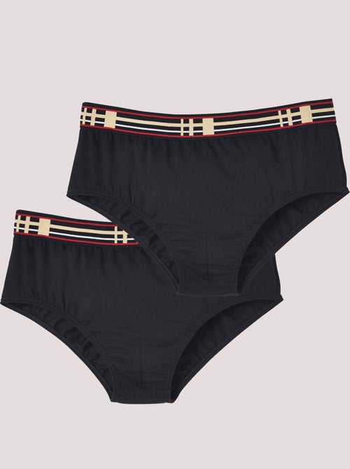 Lot de 2 slips fermés ceinture fantaisie - Kiabi