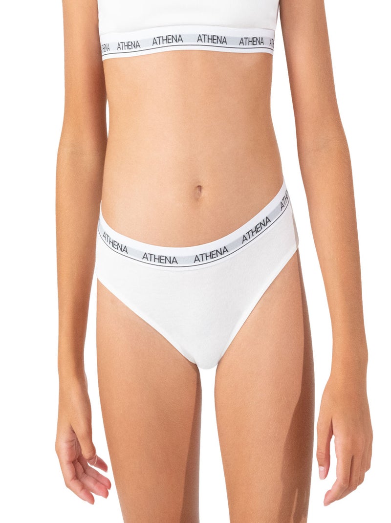 Lot de 2 slips fille Coton Ultra Doux Athena Blanc Bleu - Kiabi