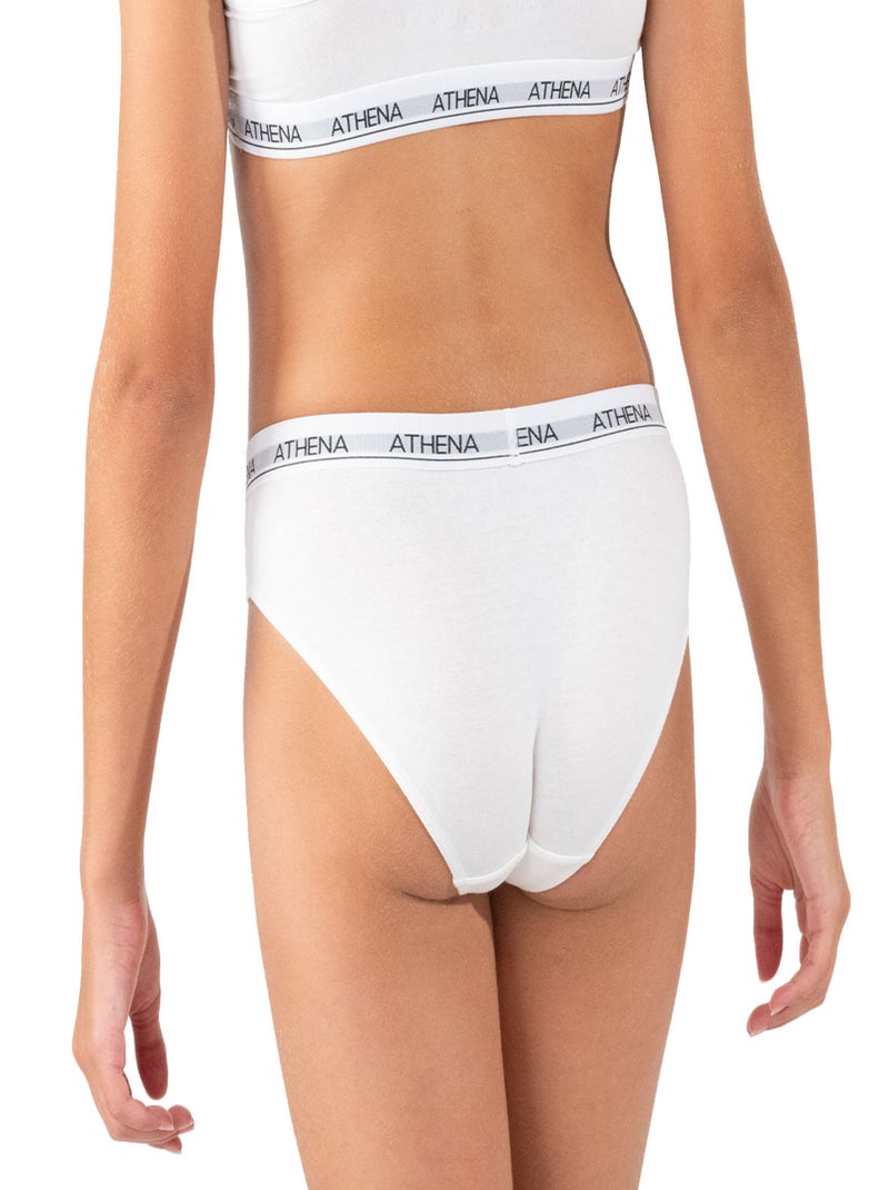 Lot de 2 slips fille Coton Ultra Doux Athena Blanc Bleu - Kiabi