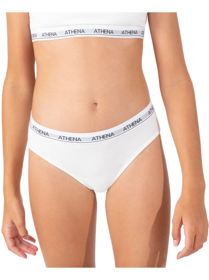 Lot de 2 slips fille Coton Ultra Doux Athena Blanc Gris - Kiabi