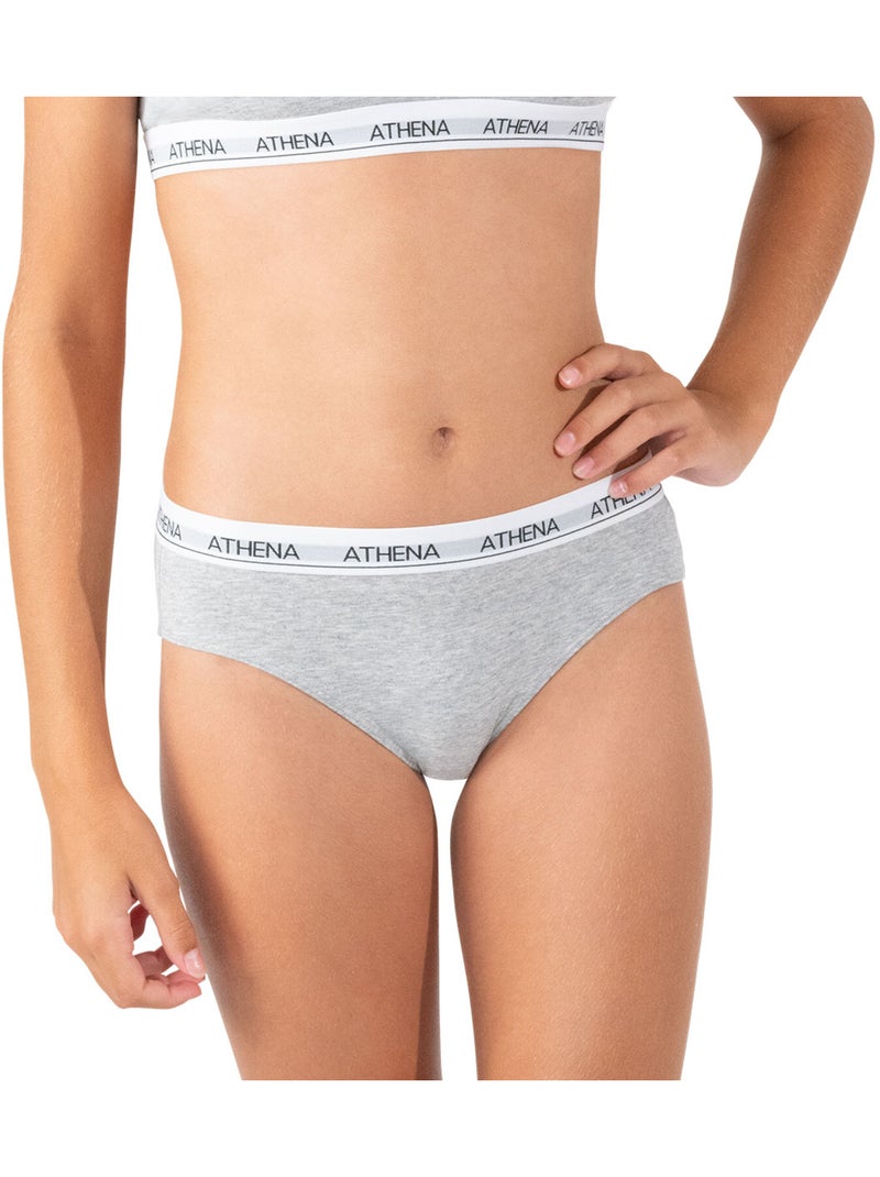 Lot de 2 slips fille Coton Ultra Doux Athena Blanc Gris - Kiabi