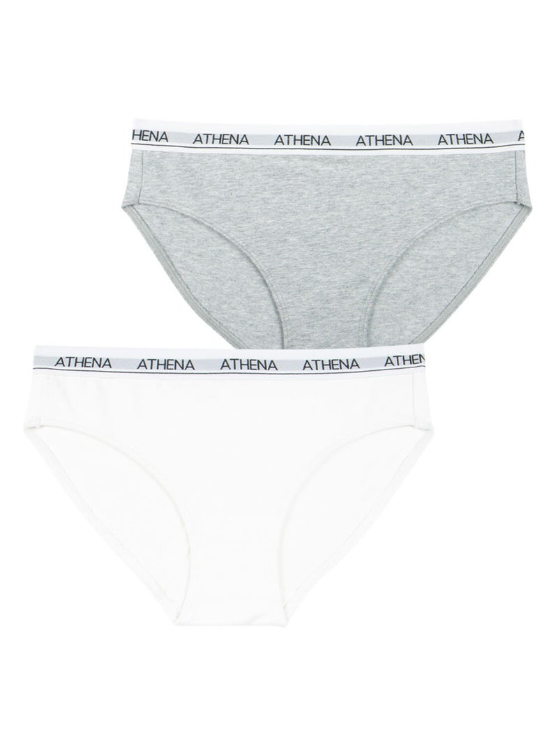 Lot de 2 slips fille Coton Ultra Doux Athena Blanc Gris - Kiabi