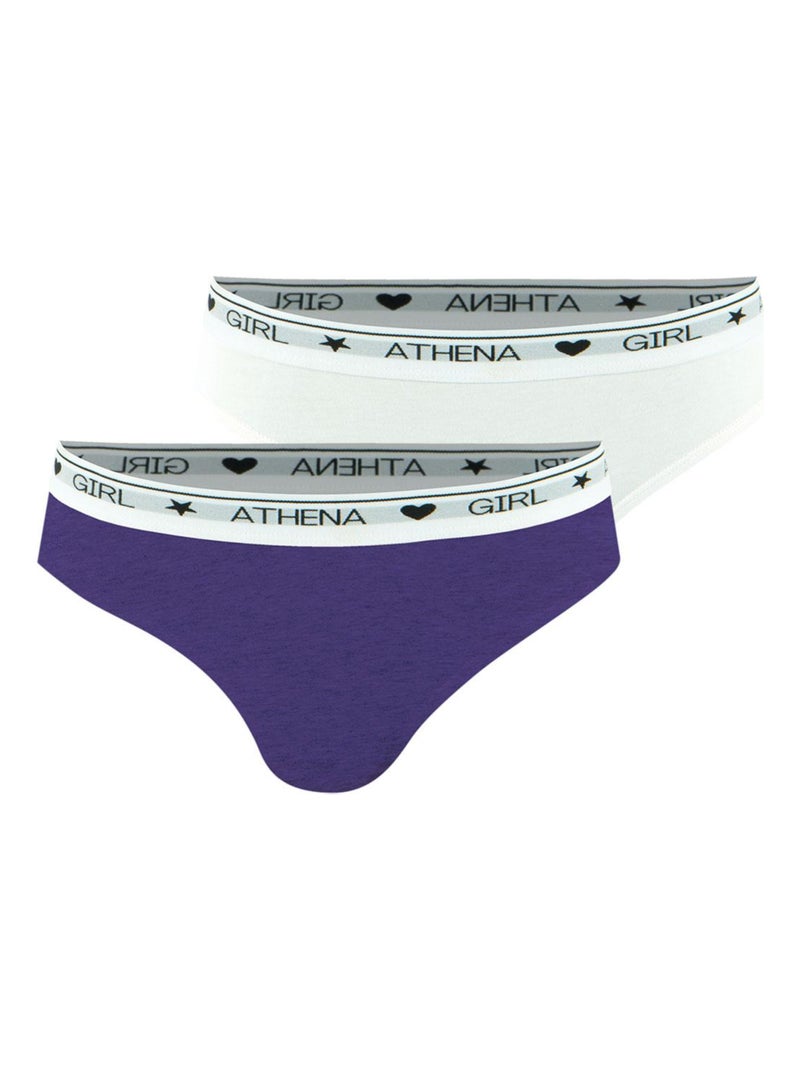 Lot de 2 slips fille Coton Ultra Doux   Fille Blanc Violet - Kiabi