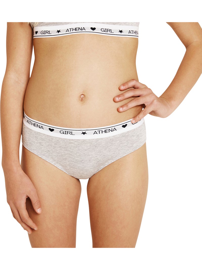 Lot de 2 slips fille Coton Utlra Doux Athena Fille Blanc Gris - Kiabi