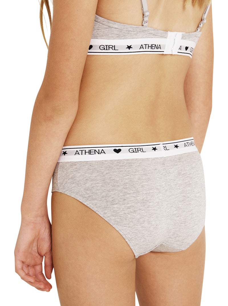 Lot de 2 slips fille Coton Utlra Doux Athena Fille Blanc Gris - Kiabi